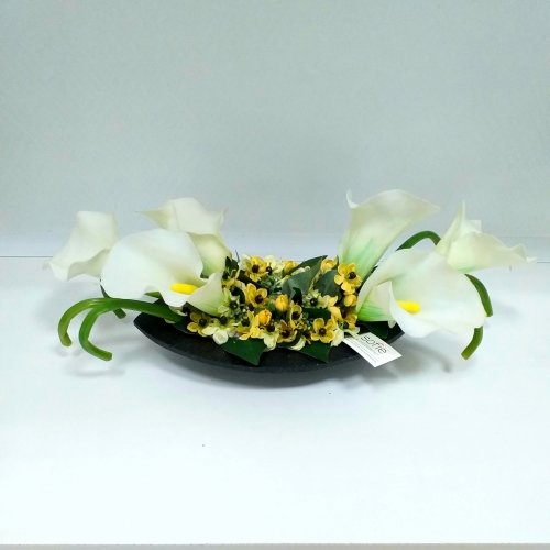Kunstbloemen - Calla's in bootje stone-look kunstbloemen.be