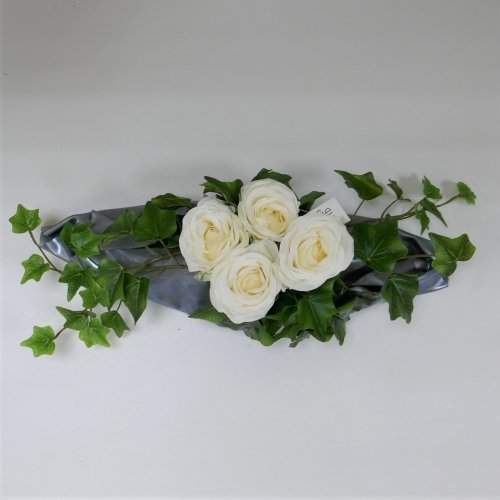 Loden bakje met rozen en klimop