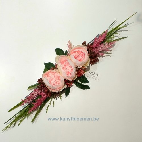 Kunstbloemen - Mini-Pioenen-roze op loden drager kunstbloemen.be